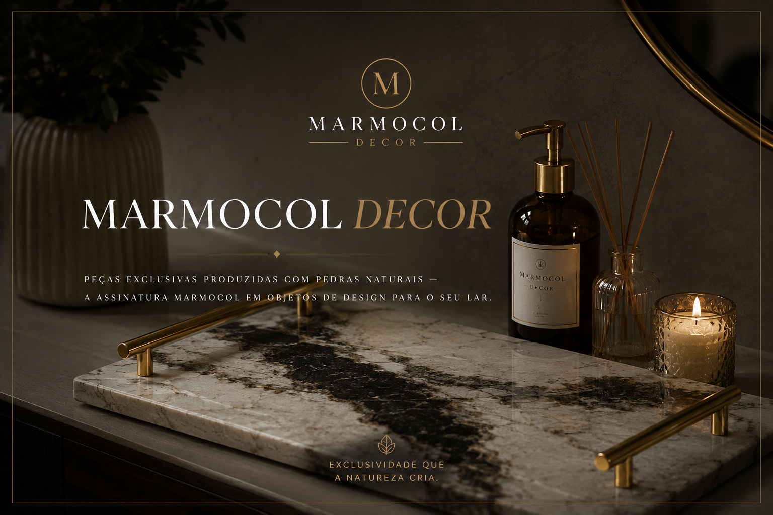 Bandeja de mármore e objetos decorativos Marmocol Decor
